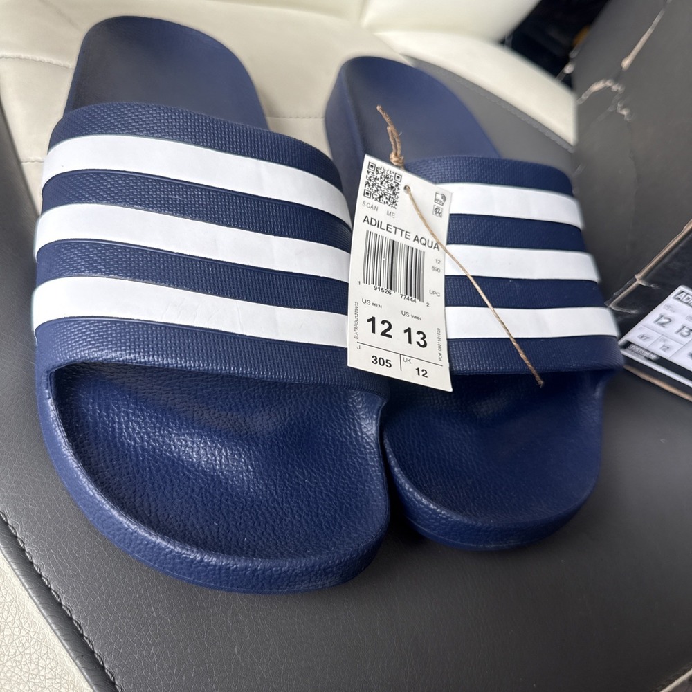 ADIDAS ADILETTE COMFORT NAVY/WHITE US MEN'S SIZE 12 AND 13